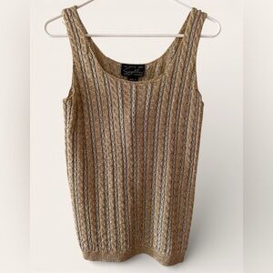 Vintage Suzelle Gold Metallic Cable Knit Tank Top